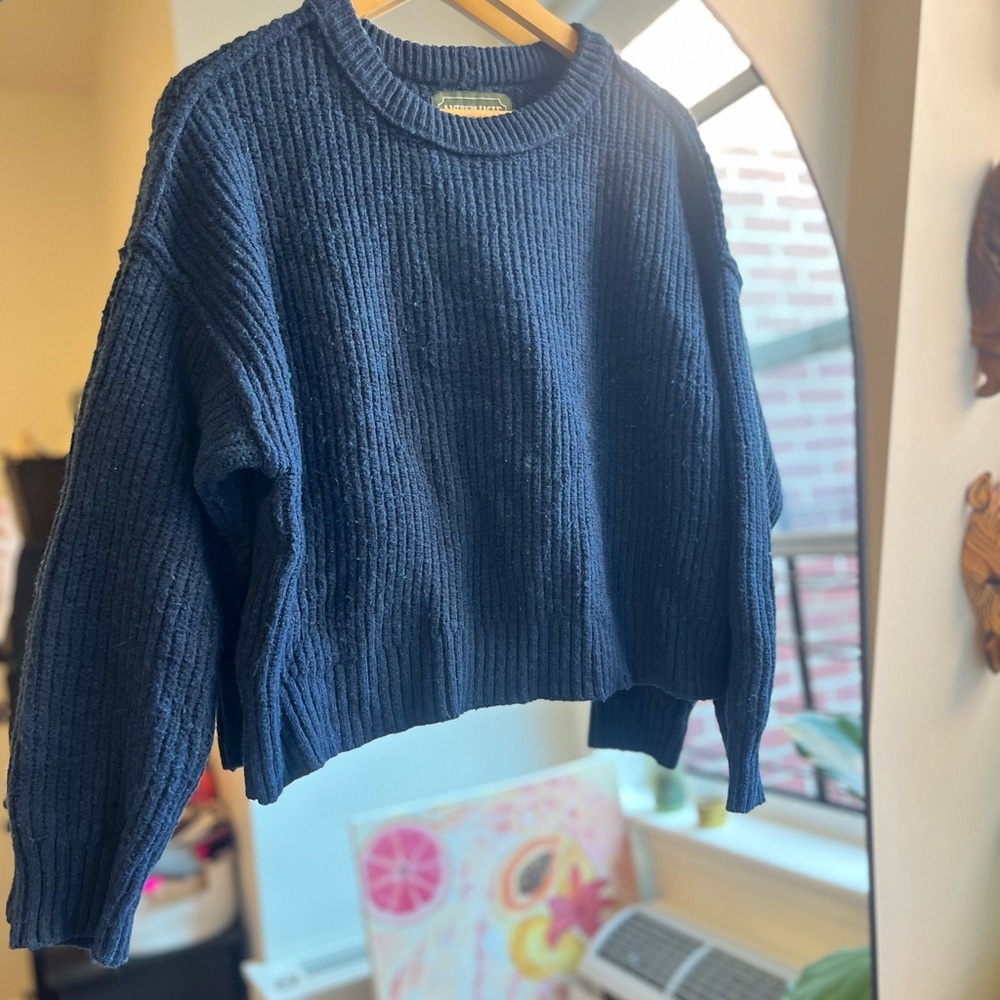 American Eagle Outfitters Dark Blue Crew Neck Sweater